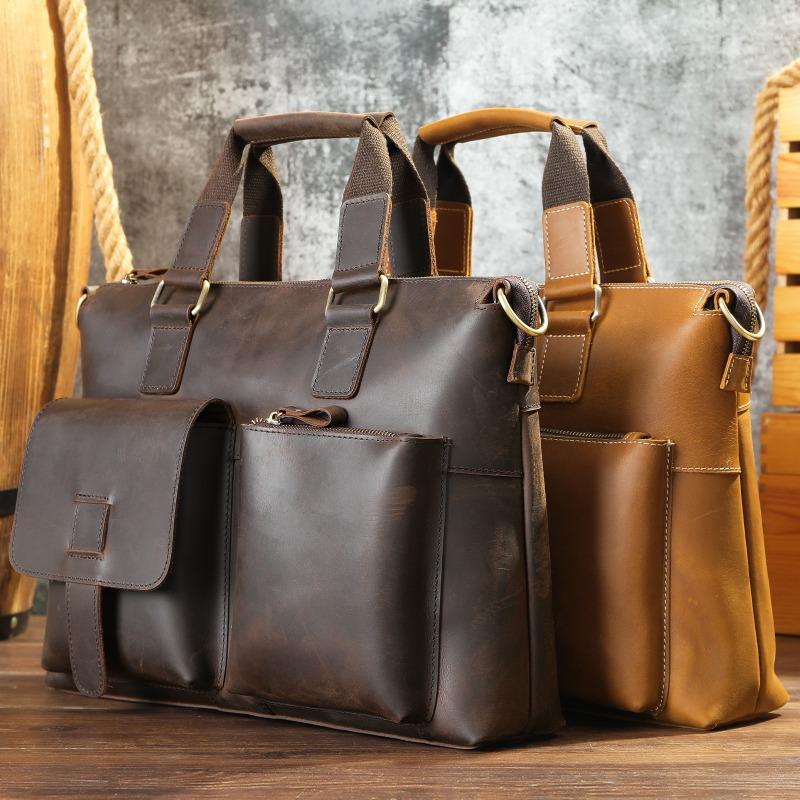 Винтажный мужской портфель из натуральной кожи, деловая компьютерная сумка, деловая сумка