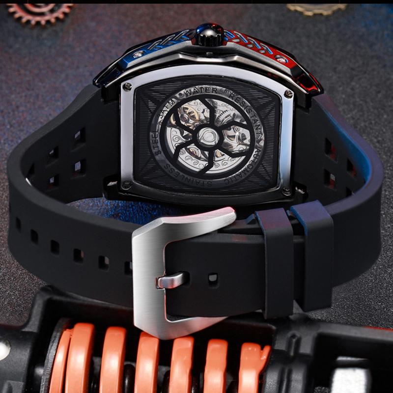 Dulunwe Мужские автоматические механические часы в форме винной бочки, роскошные светящиеся водонепроницаемые модные креативные крутые часы