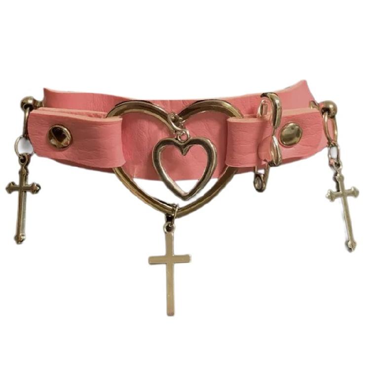 Кожаное Ожерелье Кулон Крест Ожерелье-чокер с Крестом для Женщин