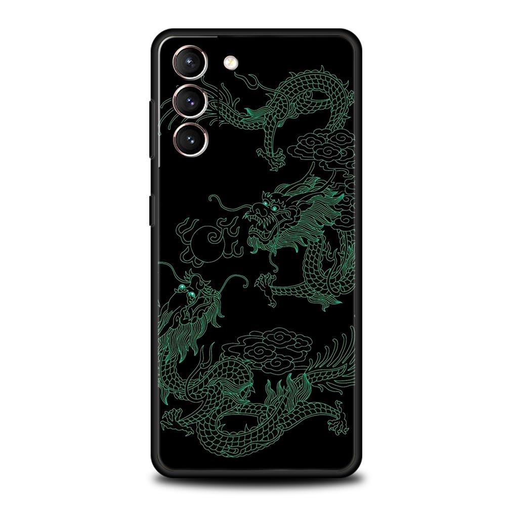 Чехол для телефона Samsung Galaxy S23 S22 Ultra S20 S21 FE 5G S10 S9 Plus S10E S8 Note 10 20 Силиконовый Черный Чехол Модный Дракон