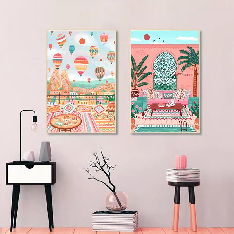 Nordic Morocco Marrakech Cappadocia India Gate Travel City Poster Landscape Canvas  Wall Art for Living Room Home Decor