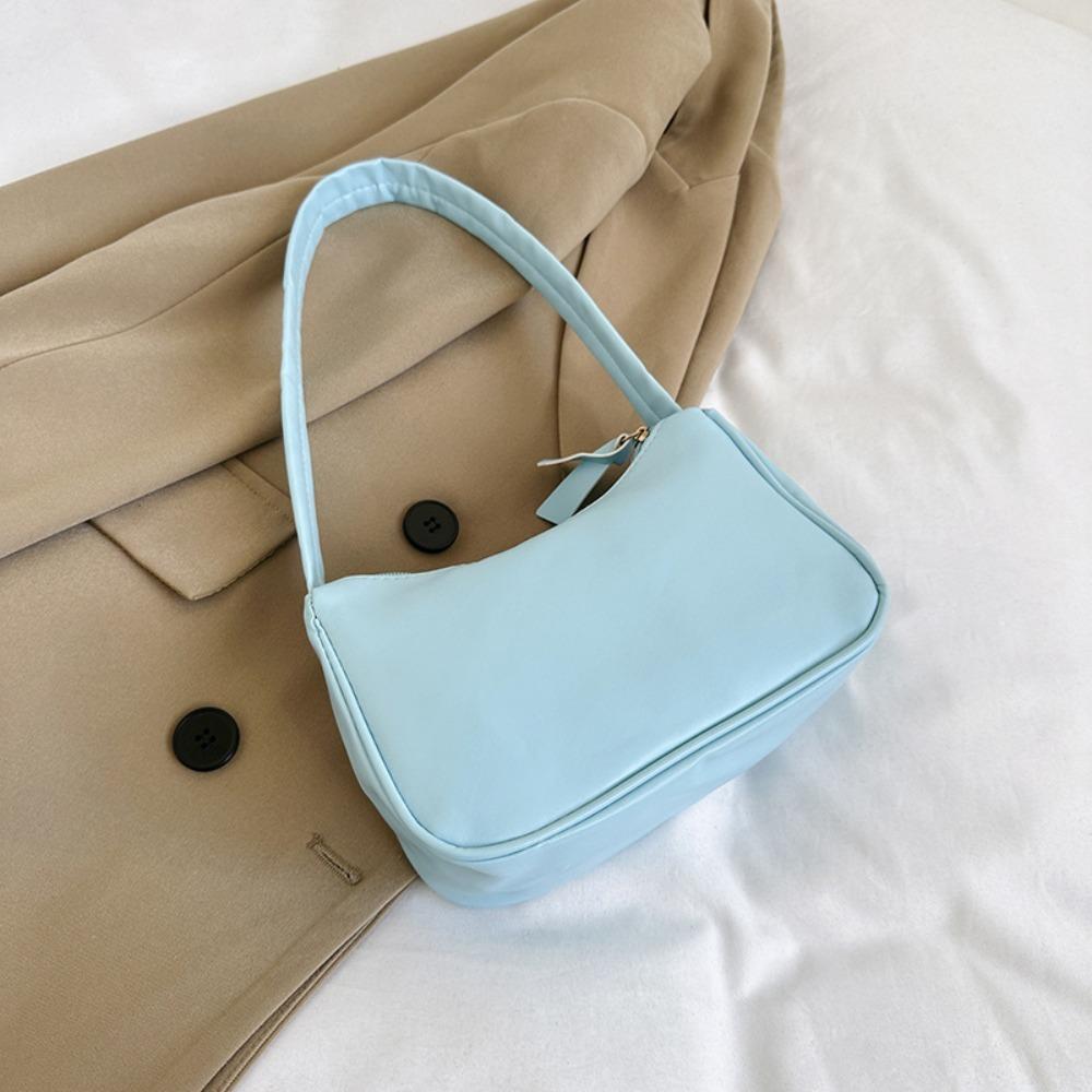 Fashion Candy Color Underarm Bag PU Leather Small Top-Handle Handbag Soft Shoulder Purse Women