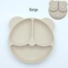 Silicone Bear Ears 3-Compartment Suction Plate for Kids