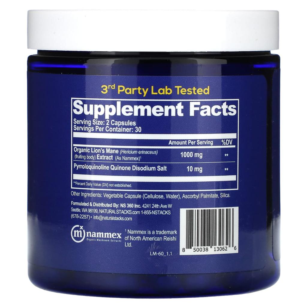 Natural Stacks, Helicopteranium Mushroom + PQQ, 60 Veggie Capsules