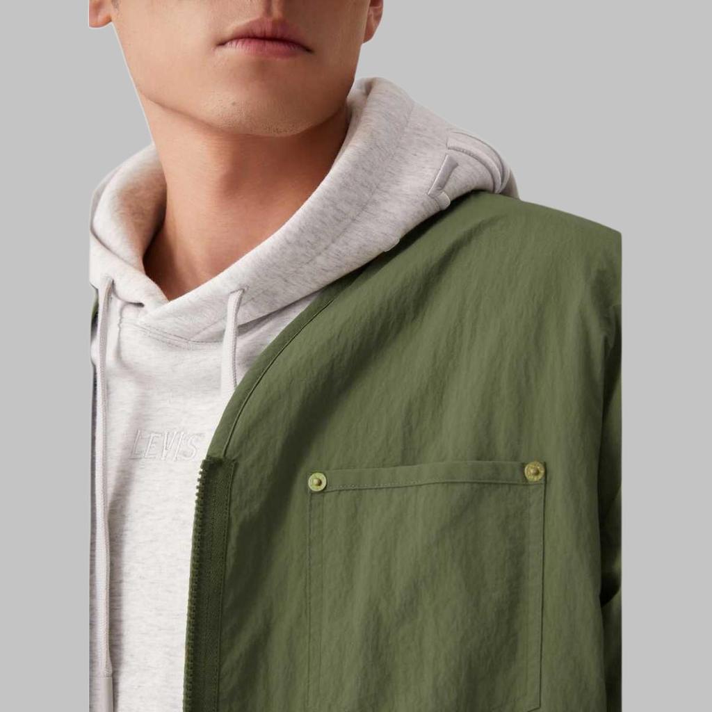 Куртка Levis Loose из искусственной овчины, двусторонняя, с длинным рукавом, мужская, куртки, зеленый, 002PX-0001