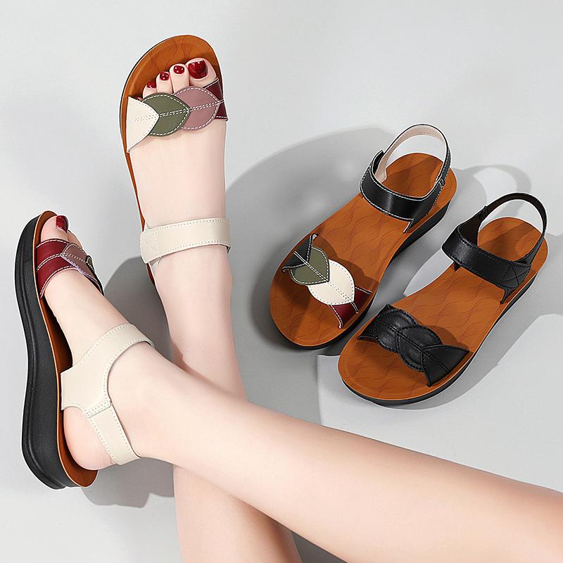 Женские летние римские сандалии на плоской подошве, нарядные повседневные сандалии с открытым носком для девочек, большие размеры