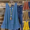 2025 Women's Summer New Solid Color Casual Sleeveless U-Neck Fake Two Layers T-Shirt