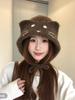 Cat Ears Knitted Beanie Hat for Women Autumn Winter Warm Cat Face Earflap Bonnet Braided Ties Ear Protection Winter Hat