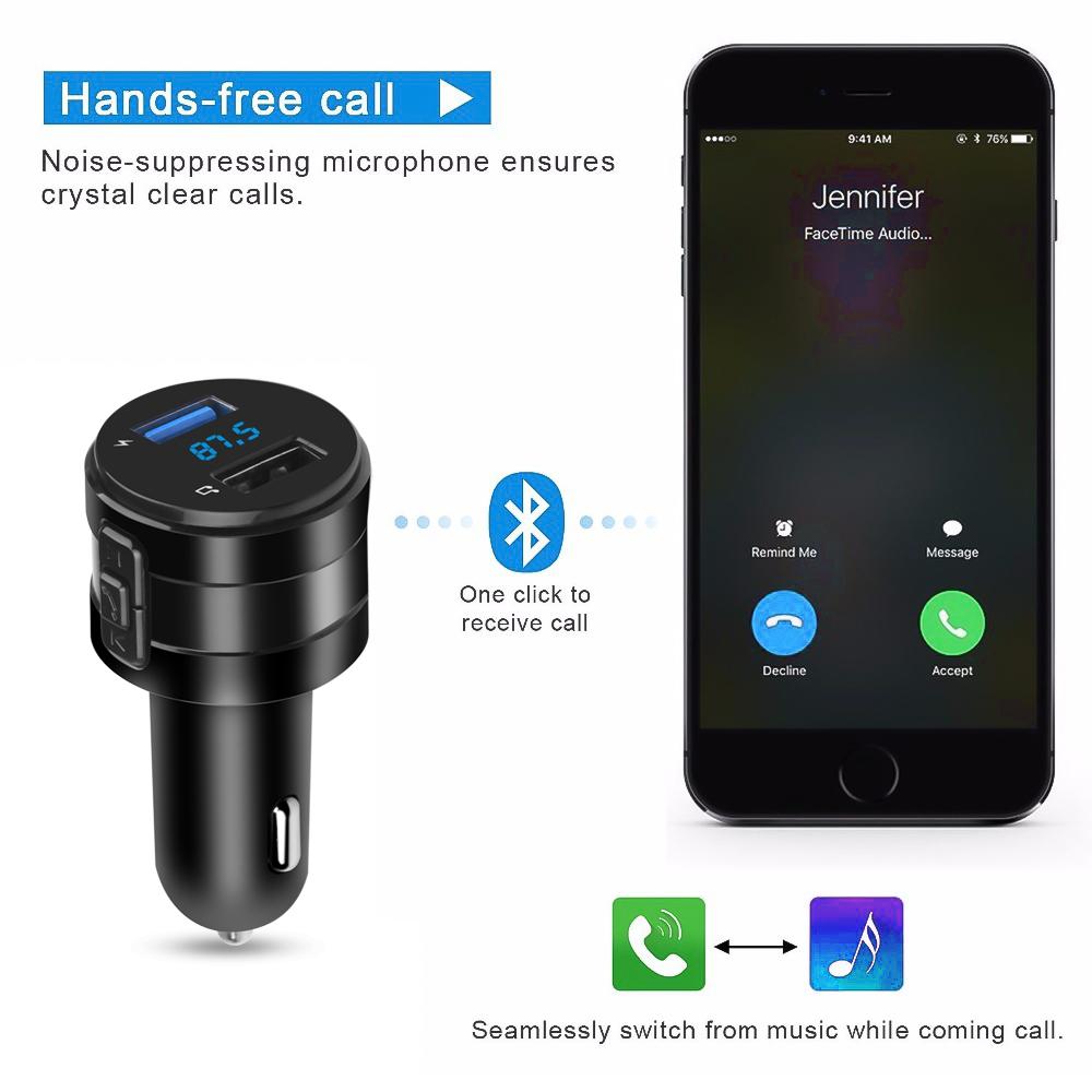 Bluetooth 4.2 FM-передатчик Автомобильный MP3-плеер 3.1A Два порта USB Автомобильное зарядное устройство Комплект модулятора громкой связи Адаптер розетки
