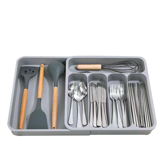 Ящик для хранения столовых приборов. Классификационная организация. Расширяемая большая емкость с несколькими отделениями. Лоток для посуды. Вилка. Палочки для еды. Ящик для ложки. Посуда.