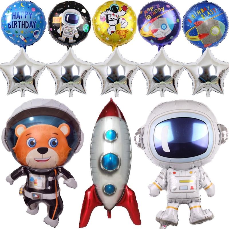 CUCU Rocket Astros Balloon Birthday Astronaut Spaceship Foil Balloons Cartoon Sci-Fi Space Anime Theme
