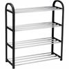 Hallway Furniture - ALPINA NK - Shoe Rack - 4 Shelves - Capacity 8 Pairs - Black Metal