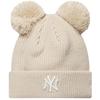 Wmns Double Pom Beanie New York Yankees Hat, Womens Beige Cap