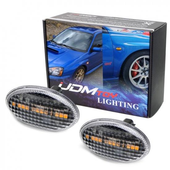 Прозрачные/Черные боковые габаритные огни 15-LED Янтарные JDM Spec Для 00-07 Subaru Impreza WRX STI
