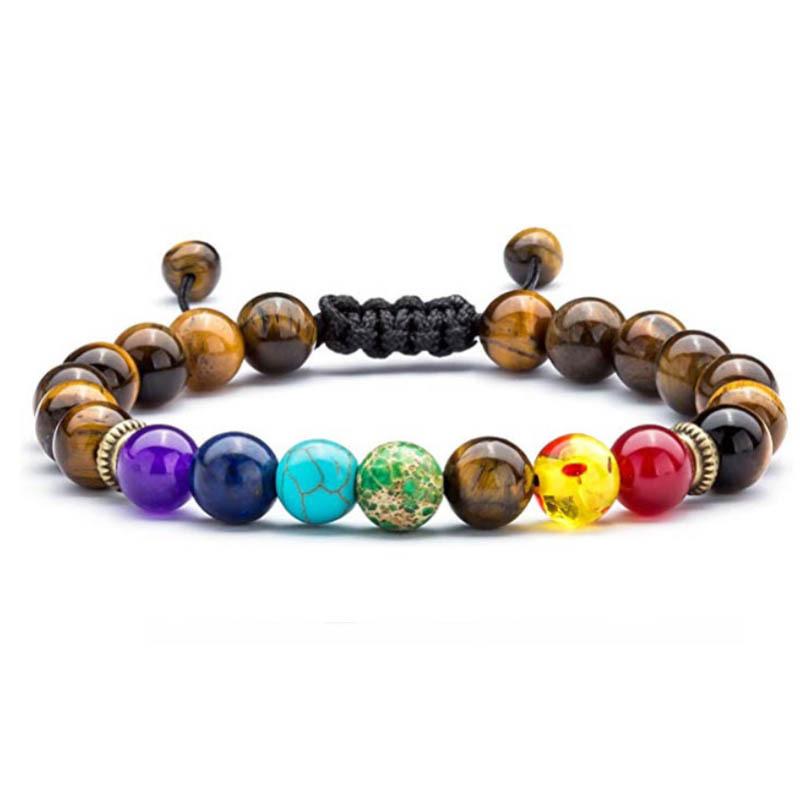 1 Pc Personalized Fashion Men's Non Fading Tiger Eye Woven Yoga Wheel Bead Bracelet Ornaments