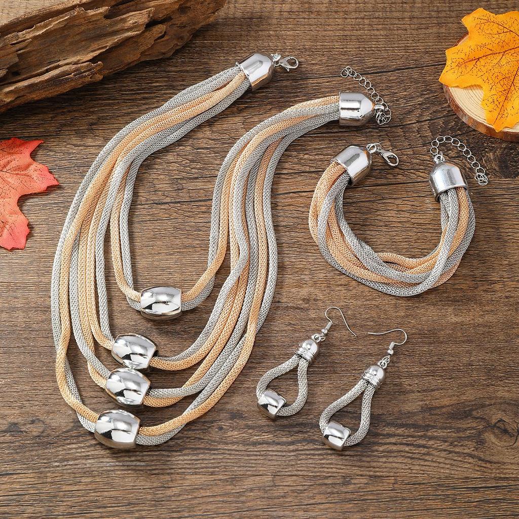 Gothic Layered Ball Pendant Choker Necklace Earrings Bracelet Women Punk Chunky Clavicle Chain Jewelry Steampunk Accessories