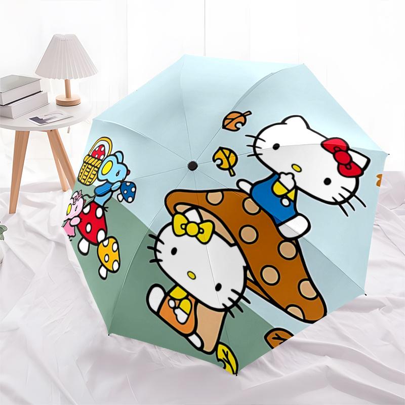 1pc Hello Kitty Mushroom Umbrella - Automatic Opening & Closing, Portable 3-Fold Design, 8-Bone Iron Frame, Outdoor, Perfect Gift for Fans, Travelers,