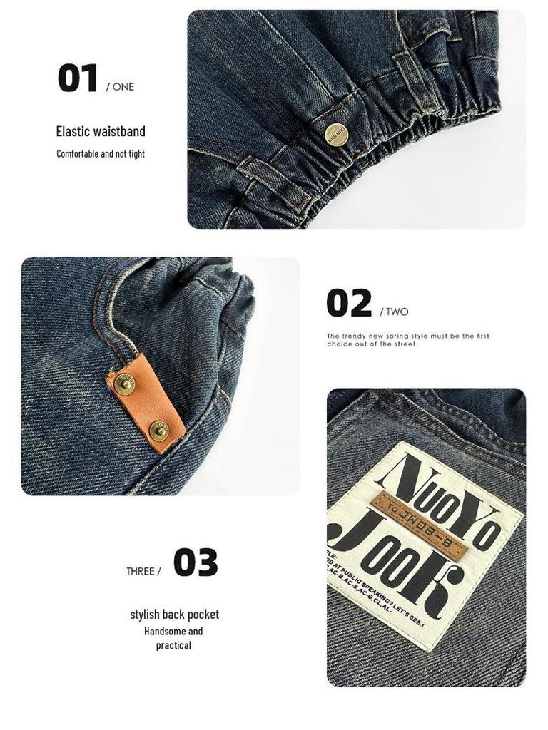 Spring Boys' Retro Casual Jeans - Trendy and Simple Children's Clothing