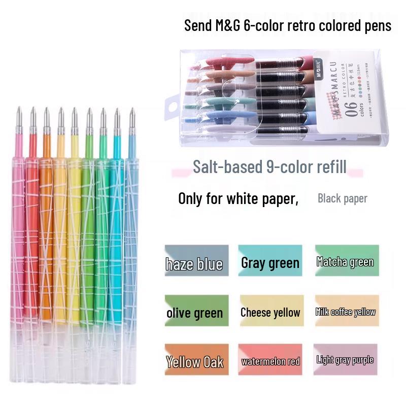 Ретро стержни для ручек в цветах Моранди: Нажимной тип, Нейтральные оттенки, Идеально для студентов, Ежедневников, Выделения и Канцелярия в японском стиле