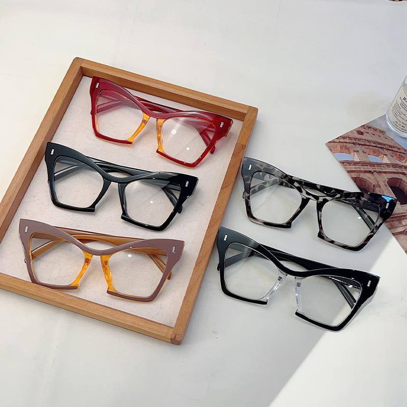 KAMMPT Большие очки кошачий глаз женские новые модные оптические оправы с блокировкой синего света винтажные стильные очки с лоскутным декором