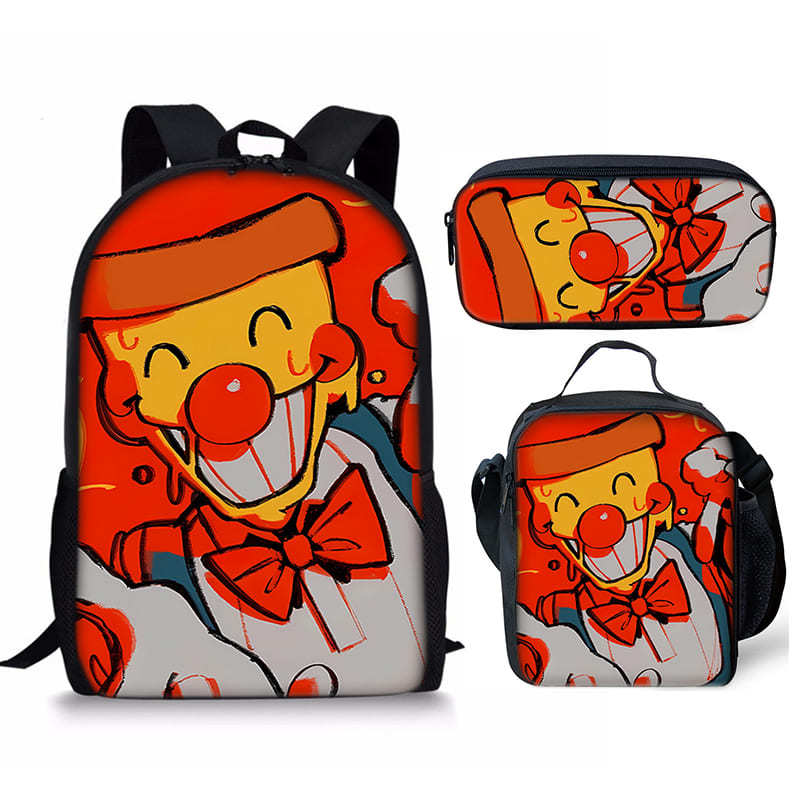 Trendy Popular Novelty pizza tower 3D Print 3pcs/Set Student School Bags Laptop Daypack Backpack Crossbody Lunch bag Pencil Case