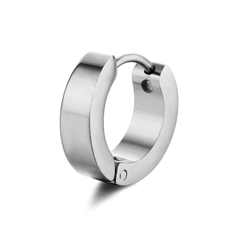 2pcs Stainless Steel Round Huggie Hoop Earrings Unisex Ear Buckle New Piercing Ear Studs Men