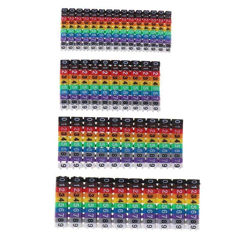 100/150Pcs For 2-3mm Wire 1.5mm², 2.5mm², 4mm², 6mm² Wire Number Box Cable Marker Colourful C-Type Marker Number Tag Label
