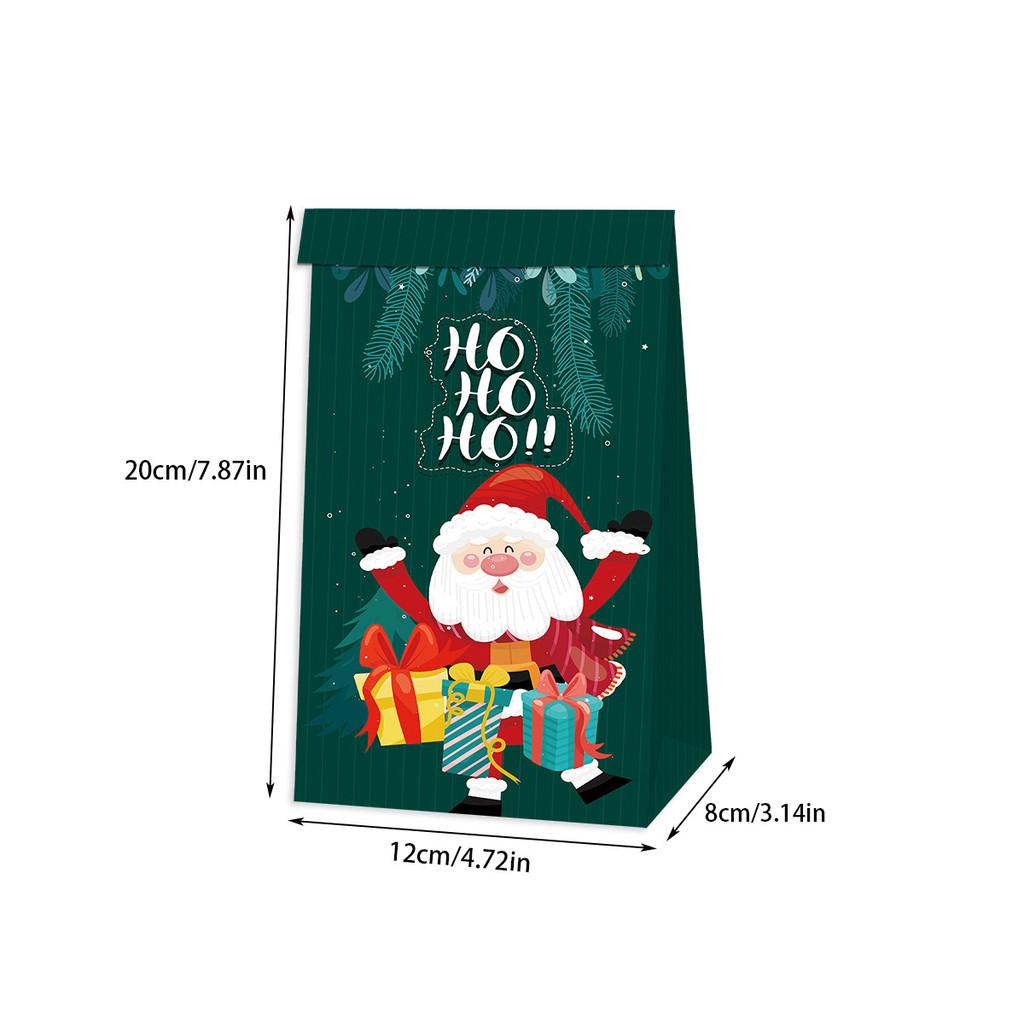 Decor Paper Christmas Bags With Santa Claus Gingerbread Man Print For Daily