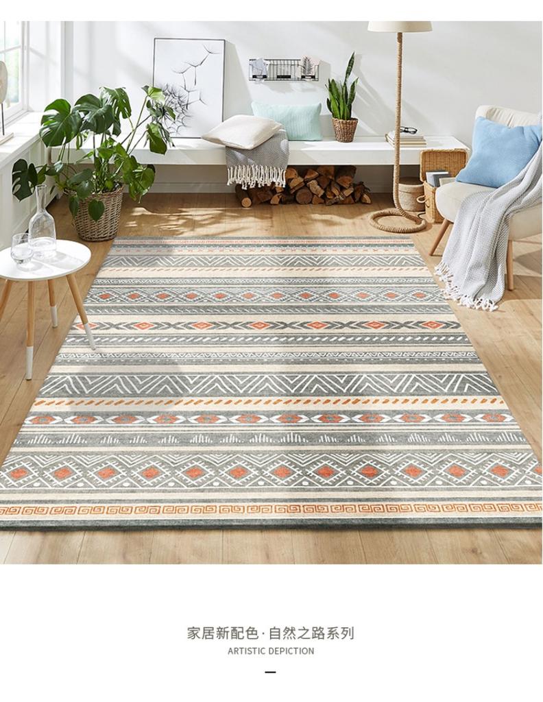 American Moroccan Bedroom Decor Bedside Carpet Washable Carpets for Living Room Nordic Ethnic Lounge Rug Soft Non-slip Floor Mat