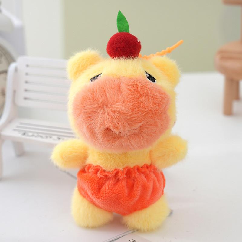 Plush Persimmon Capybara Keychain Animal Stuffed Doll Toy Decoration Kids Gift