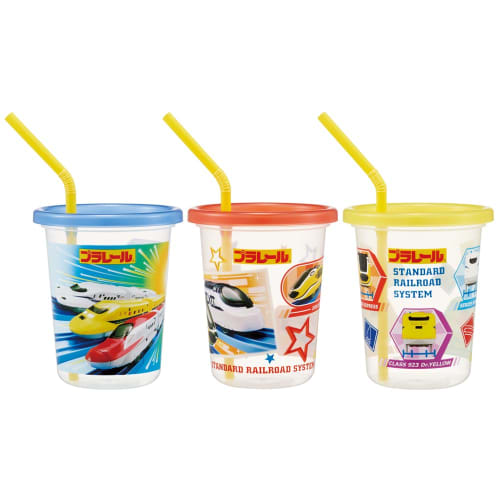Skater Tumbler with straw 3 pieces 320ml Plarail 24 Made in Japan SIH3ST-A