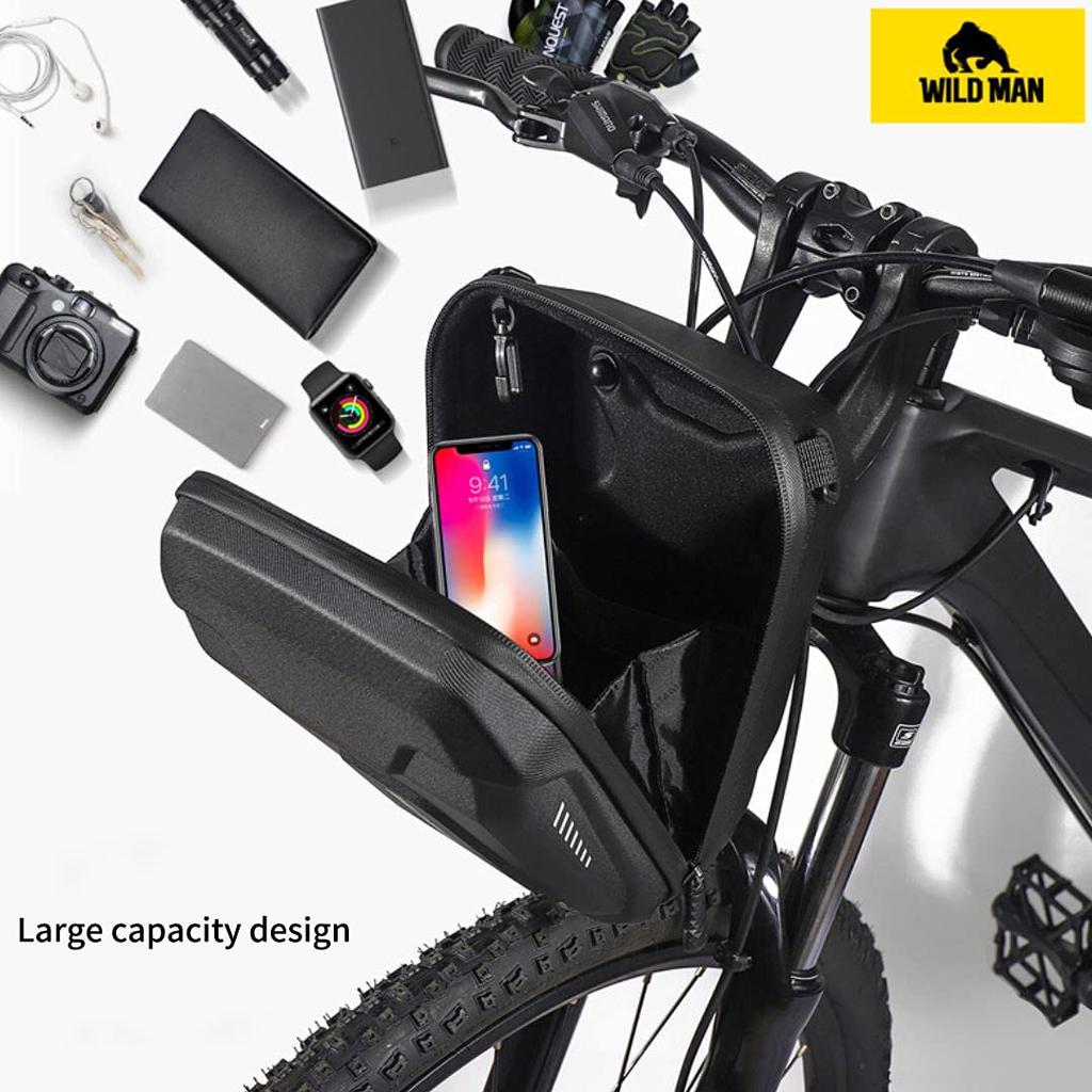 WILD MAN Quick Release 3L Hard Shell Rainproof Scooter Storage Bag for Kick Scooters, Folding Bikes, Kickboards, and MTBs (E8)