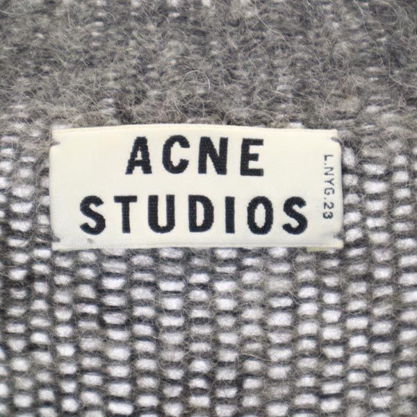 Acne Studios Смесовая шерсть Лонгслив V-образный вырез Вязаный XS Серый свитер Мужской Б/у