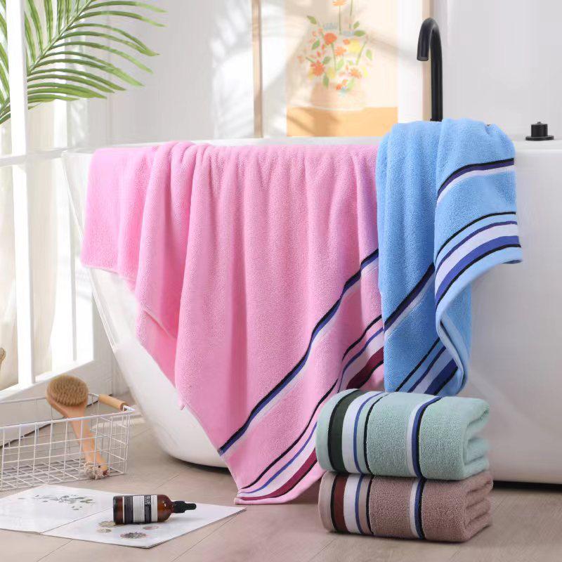 Elegant Striped Cotton Bath Towel - Fashionable & Simple Home or Gift Option