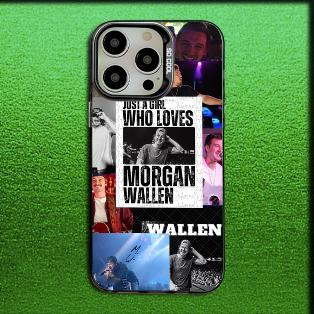 Чехол для телефона singer M-Morgan Wallen для iPhone 16,15,14,13,12,11,Mini,Pro,MAX Серый Матовый Силиконовый Черный Чехол