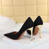 Sexy Thin Metal Heel 9.5cm Thin Heel High-heeled Cloth Surface Shallow Mouth Pointed High-heeled Shoes Women's Single Shoes