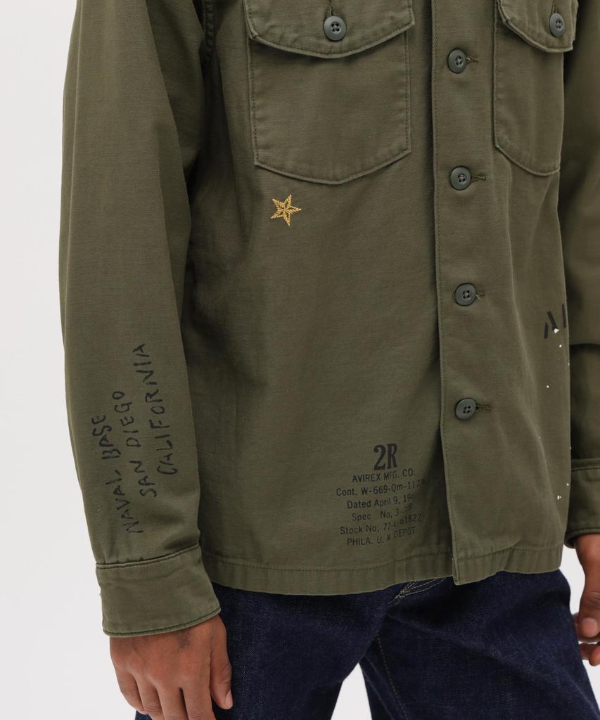 AVIREX AGED LOOK L/S UTILITY SHIRT M olive 783-6120006