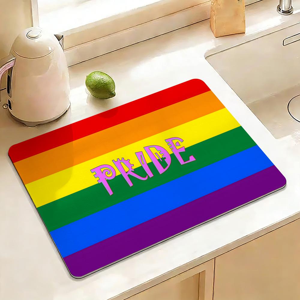 Pride LGBTQ culture Floor Mat Diatomite Floor Mat Fast Drying Odor Resistant Non Slip Bath Kitchen Mat