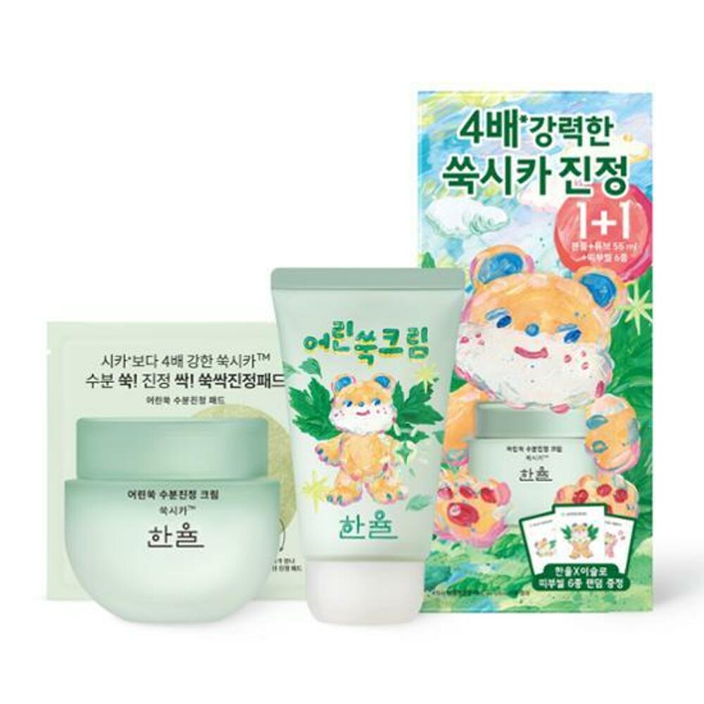 Hanyul Pure Artemisia Watery Calming Cream 55 мл 1+1 Специальный набор (+Подушечки 2 шт.+Наклейки с символами 6 шт.)