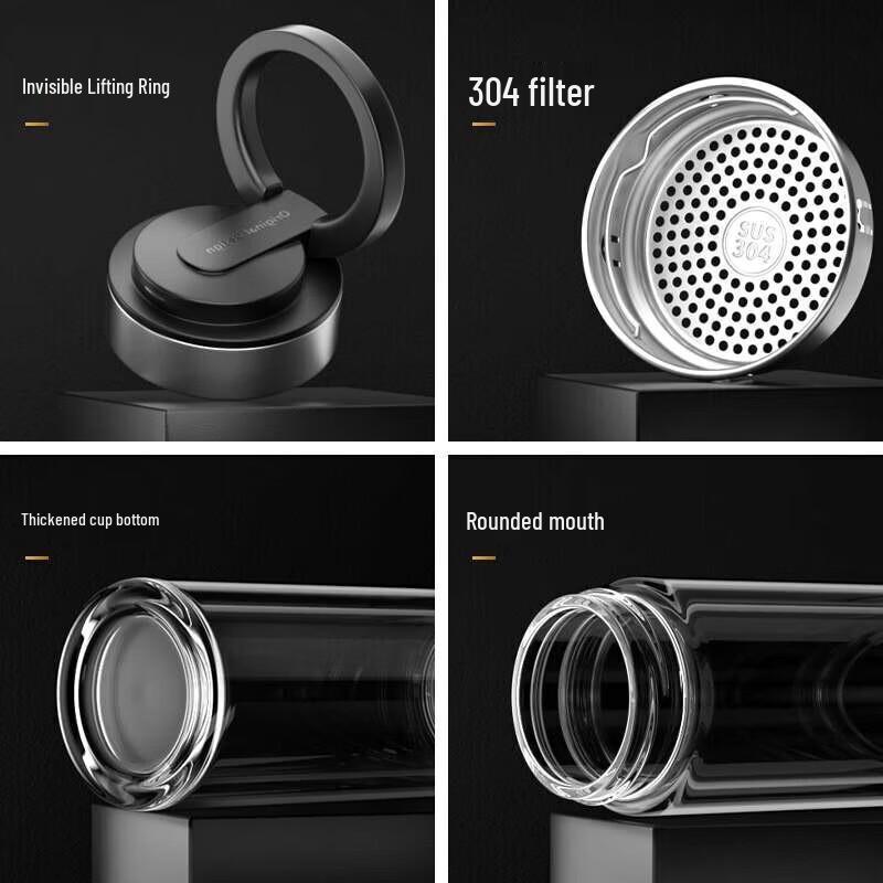 FUGUANG Double-Layer Borosilicate Glass Portable Tea Cup