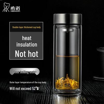 Стеклянная бутылка XINUO с двойными стенками и ситечком для чая