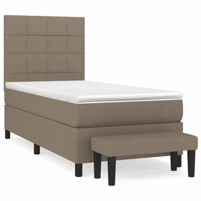 Maison Exclusive - Sommier à lattes de lit avec matelas Taupe 90x190 cm Tissu