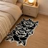 Soft Fluffy Rose-Shaped Area Rug Black White Color Bedroom Floor Mat Retro Bedside Rug  Living Room