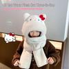 KT Cat Ears Plush Three-in-One Winter Set: Warm Hooded Scarf, Hat, and Gloves