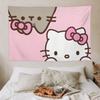 Тканый гобелен Sanrio Hello Kitty и кошки Мультяшный Яркий Кавайный Аниме Декор для дома Современное настенное искусство Подарок для поклонников Кити