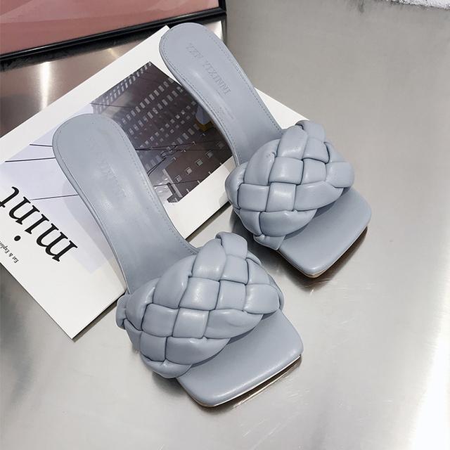 Сексуальные тапочки, женские сандалии на среднем каблуке, брендовые туфли-лодочки, новые летние трендовые модные шлепанцы, туфли с квадратным носком, повседневные женские шлепанцы