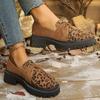 2024 Women's New Loafers Women's British Style Thick Sole Shoes Office Casual Leopard Print Designer Low Top Shoes