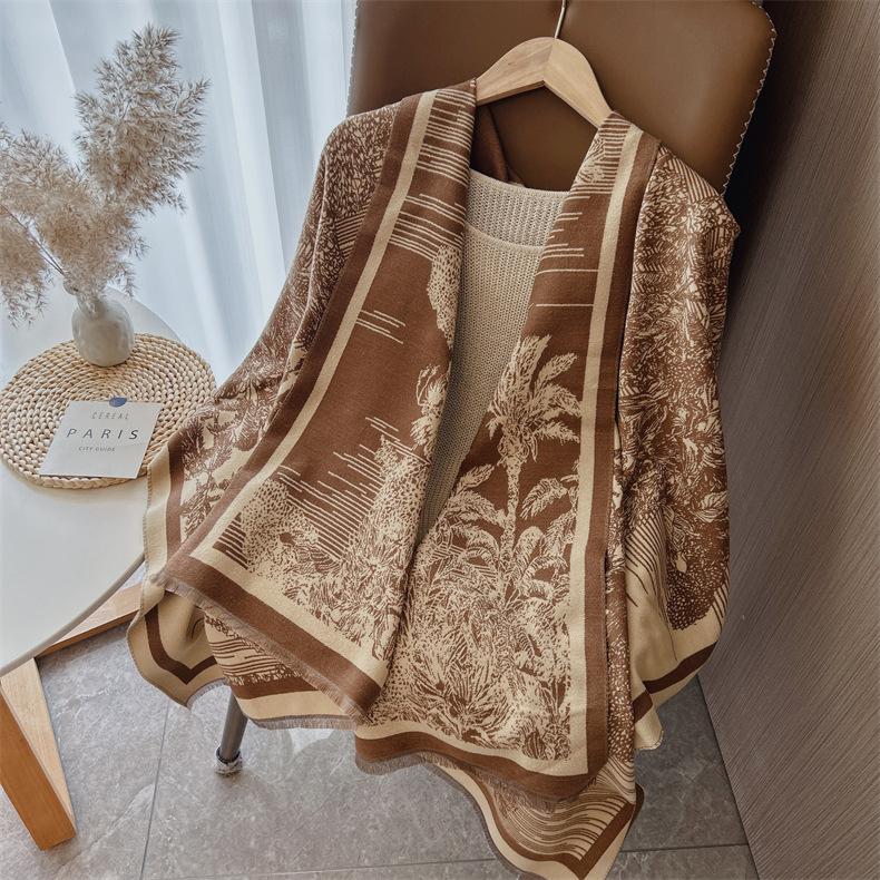 2024 Autumn/Winter New Imitation Cashmere Exterior Warm Office Versatile Extended Thick Scarf Air Conditioning Room Shawl for Women