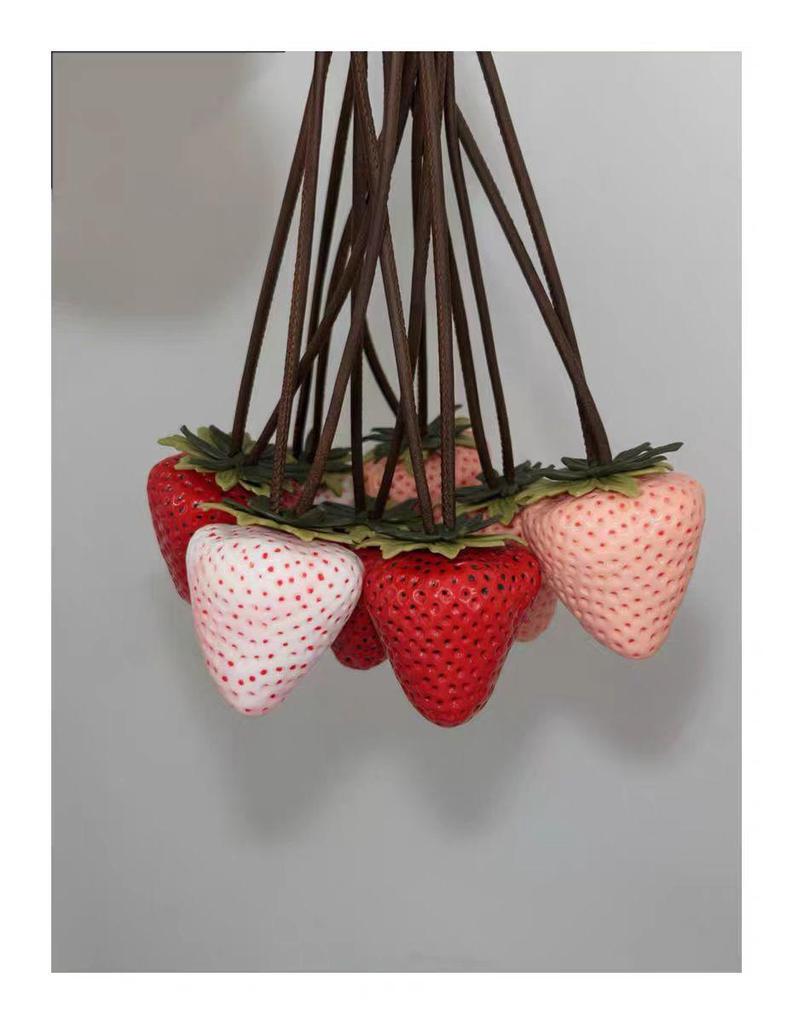High-End Cute Strawberry Pendant: Fashionable 3D Bag Charm and Backpack Accessory for Couples
