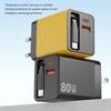 Зарядное устройство 80 Вт с выдвижным кабелем USB C, одновременная быстрая зарядка 3 устройств, складное, для офиса и путешествий